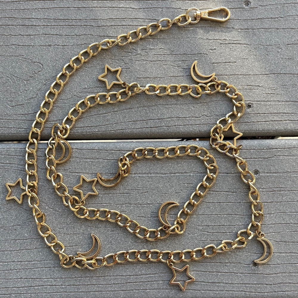 Moon & Stars Gold Chain Belt